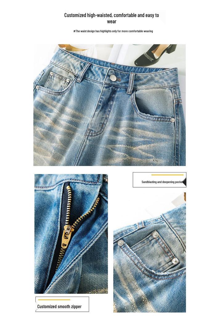 Spring 2026 Hot Diamond Women’s High Waist Straight Wide-Leg Jeans, Slimming, Anti-Wrinkle, Casual Fit.