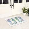 1pc Seahorse Bath Mat - Non-Slip Bathroom Mat with Oceanic Seahorse Design In Teal, Green, Purple, Non-Slip Backing for Shower,