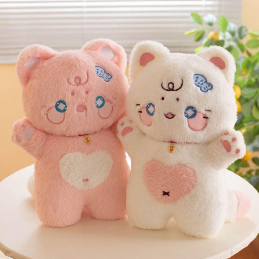 Standing White Cat Plush Pillow PP Cotton Black Cat Plush Doll Cute Cat Plush Toys  Home Decor