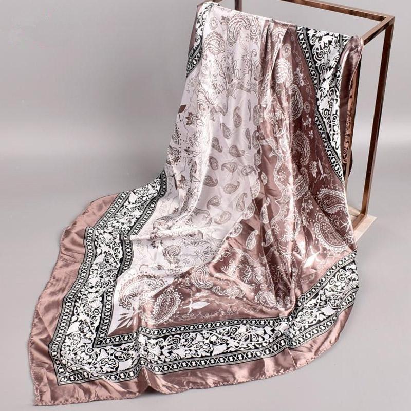 

Новый Роскошный Бренд Квадратный Дизайн Шарфа Шаль Палантин 90см Принт Твил Шелк Женский Хиджаб Женский Фуляр Повязка на Голову Бандана 90X90cm