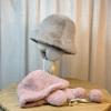 Women's Winter Plush Fisherman Hat with Ball Strap New Face Showing Small Ear Protection Hat Thickened Cold Proof and Warm Hat