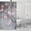 1pc High-Quality Plum Blossom Shower Curtain, Easy-Clean Polyester, Serene Floral Design, Modern Bathroom Decor, Includes Hooks