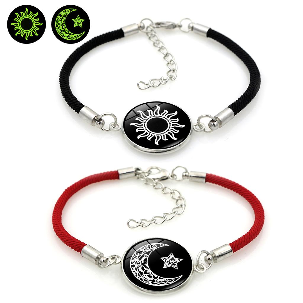 Sun Moon Lovers Glow In The Dark Braided Bracelet Couple Matching Bracelets For Students Valentine's Day Gift