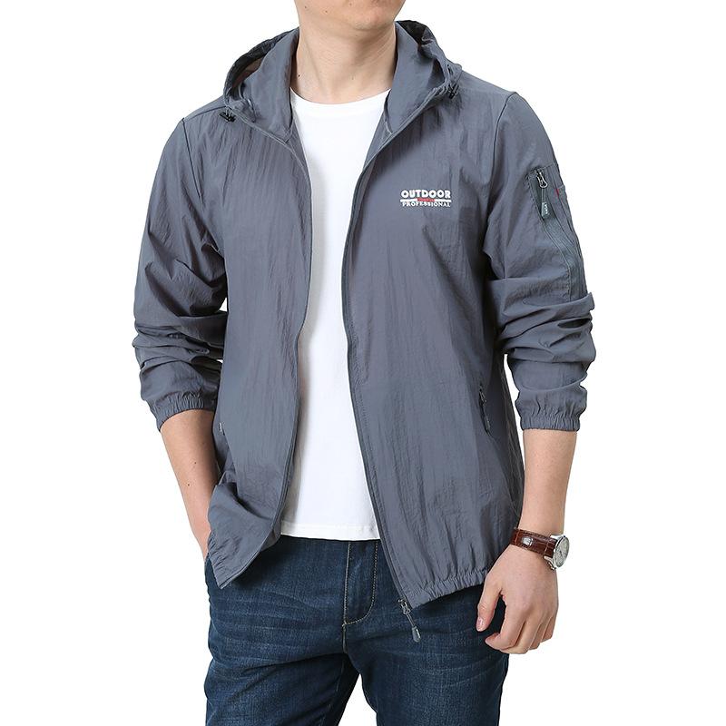

Summer sunscreen clothes men s skin clothes breathable outdoor casual light top ice silk quick-drying single jacket M about 47.5kg to wear