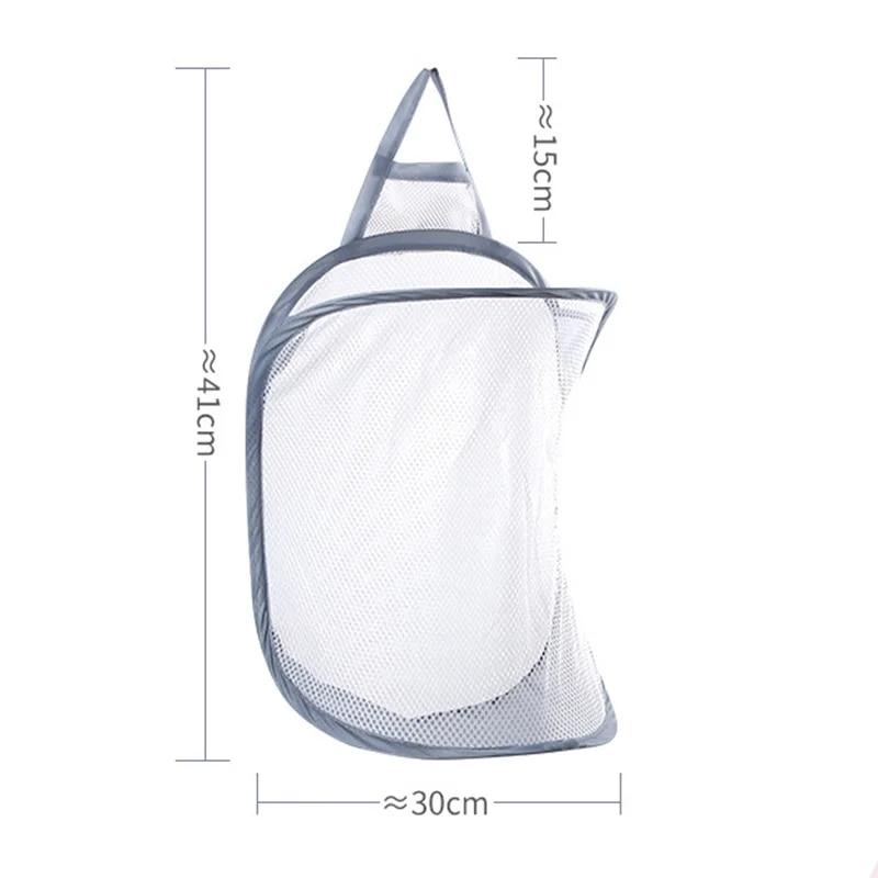 

1 шт. Настінний кошик для зберігання брудного одягу Ванна Сумка для брудного одягу Складний кошик для одягу Кишеня-сітка для брудного одягу сірий