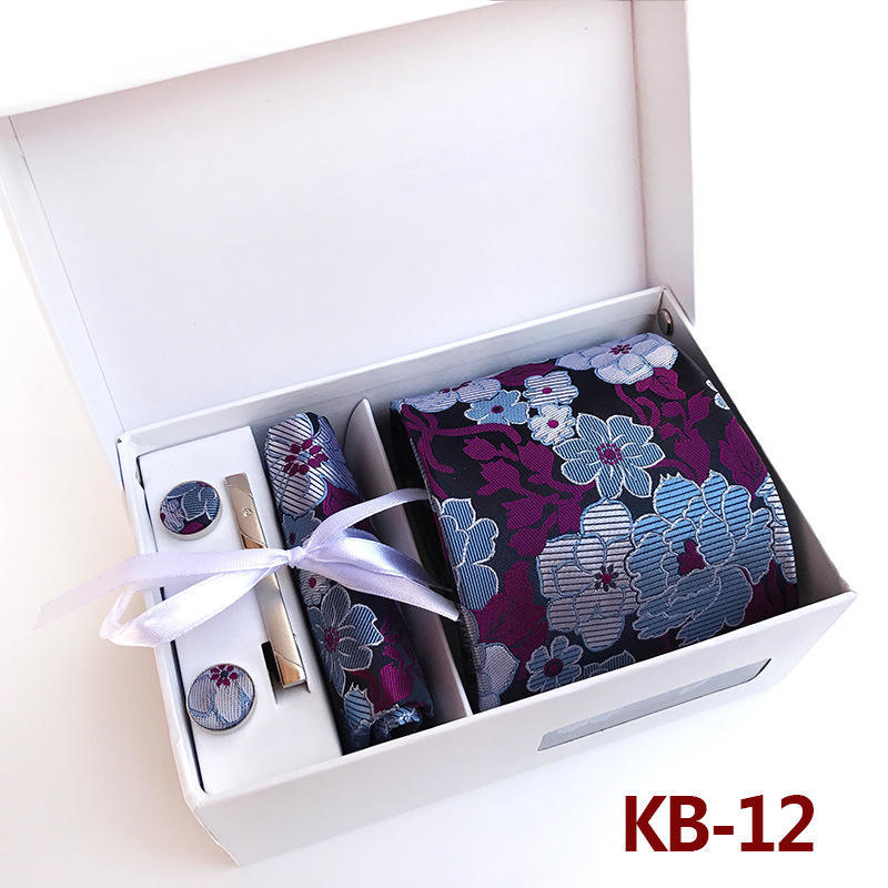 Men'S Tie Gift Box 6-Piece Set Big Flower Wedding Tie Set