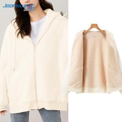 JEANSWEST Damen Lammfell gefütterter Kapuzen-Cardigan