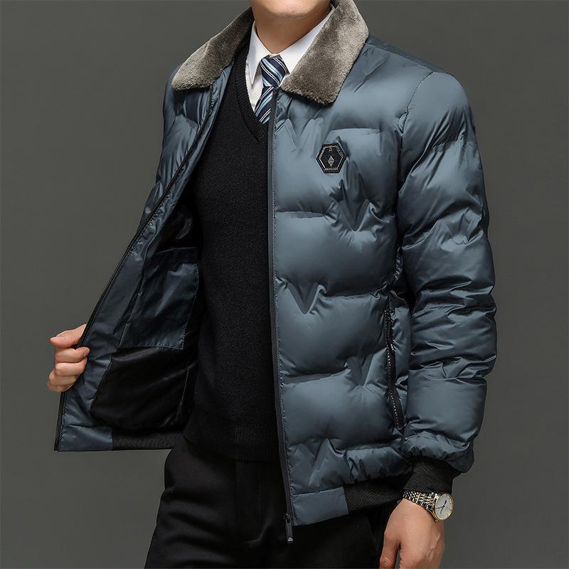 Chaqueta de algodón de felpa y espesa para hombre, chaqueta de algodón con solapa, chaqueta de invierno para preservar el calor