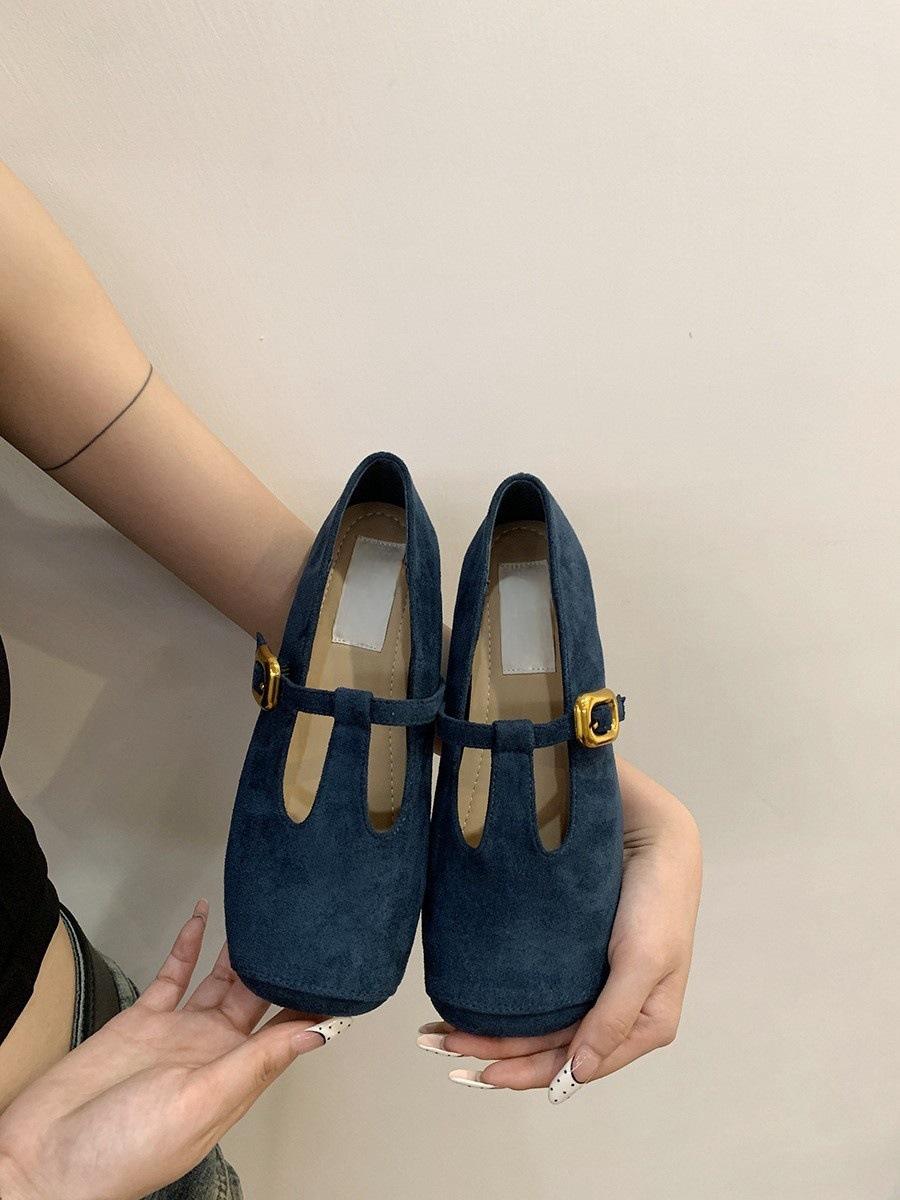 

Ретро маленькие красные туфли Мэри Джейн, женская обувь 2025, новая весна и осень, французские леопардовые туфли-бини 40 синий