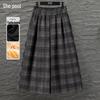 Women's Retro Plaid Fleece-Lined Wide-Leg Pants
