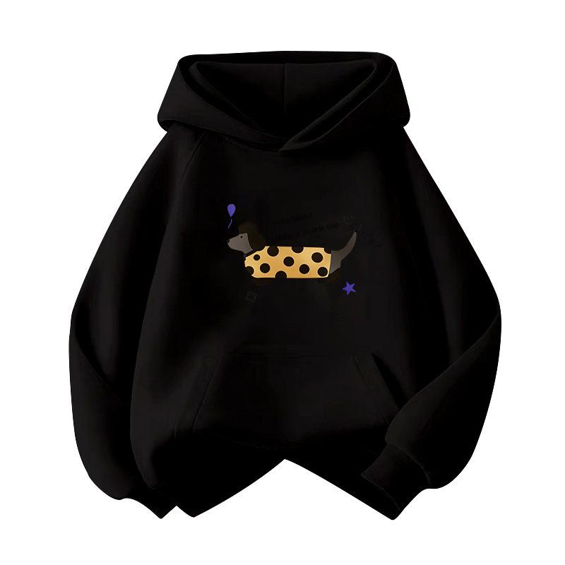 Sausage Dog Print Children s Hoodie - Warm Velvet Lined Pullover for Autumn/Winter, Long Sleeve Sweatshirt 120 cm