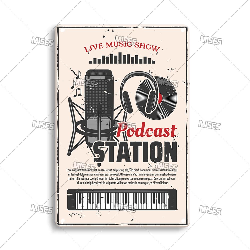 DORA Tin Sign MISES Music Metal Plate Rock Metal Plaque Vintage Metal Poster Bar Club Home Decorative Plate Musical Instrument Metal Sign