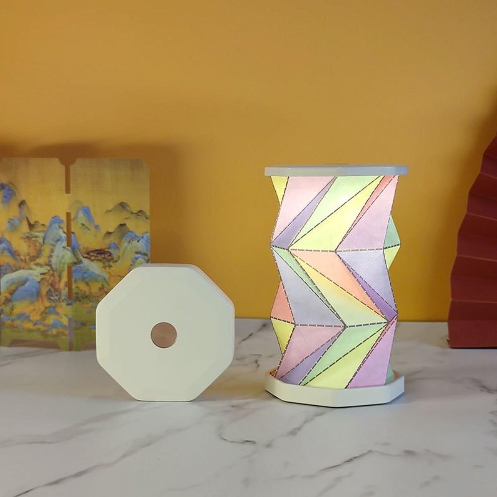 Creative Foldable Paper Latern LED Mini Rotating Light Birthday Gift Dimmable Table Lamp Home