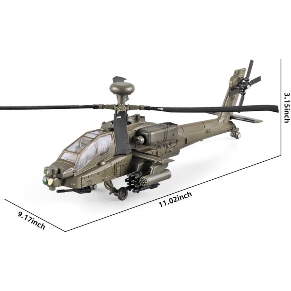Hubschrauber AH-64 Longbow Apache Hubschraubermodell, Diecast Militärangriffshubschrauber, Modellflugzeug mit Licht und Ton, Militärliebhaber