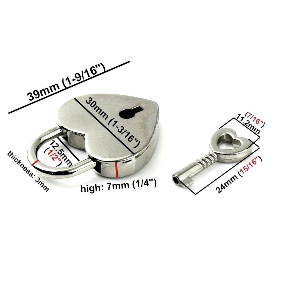 1piece Padlock Heart Shape Vintage Metal Mini Lock Bag Suitcase Luggage Box Key Lock With Key