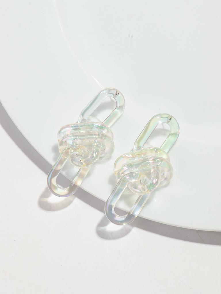Retro Acrylic Oval Link Drop Earrings for Women New Trendy Metallic Colorful Geometric Chain Long Earring Punk Jewelry Gifts