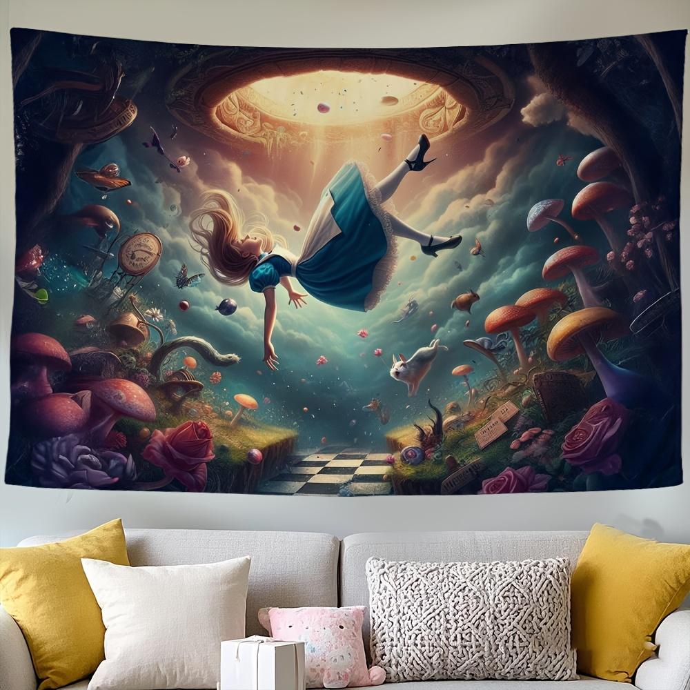 Anime Alice In Wonderland Hanging Carpet Wall Tapestry Decor Aesthetic Room Decor Wall Cloth Party Hanging Background Room
