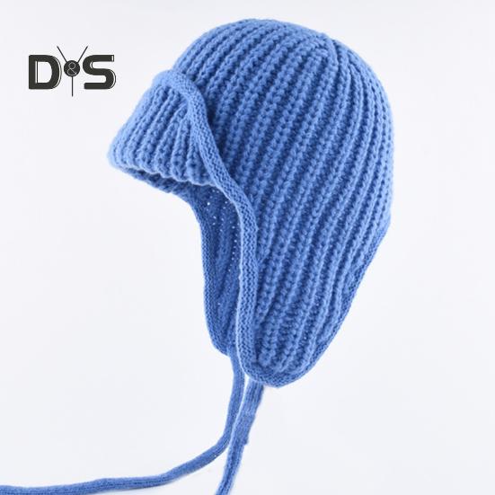 Унисекс зимняя шапка вязаная толстая теплая ветрозащитная однотонная защитная шапочка — фото 9