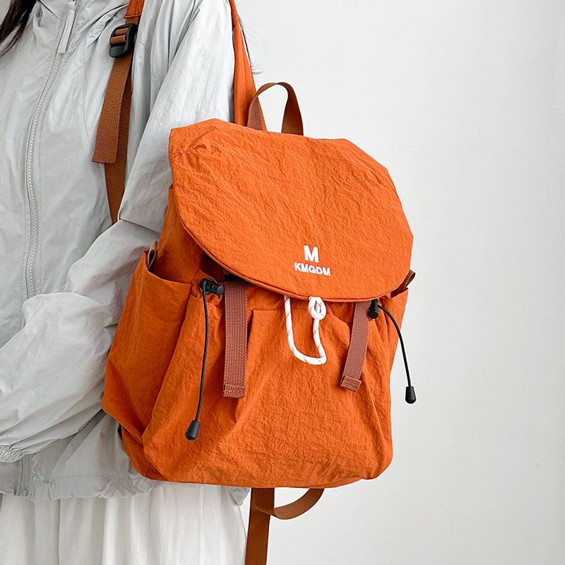 Drawstring Backpack Travel Contrast Backpack Lightweight Nylon Schoolbag