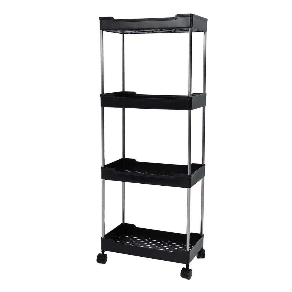 Rollwagen Verbreitert PP Edelstahl 4 Etagen mit Rädern Aufbewahrungswagen für Badezimmer Toilette