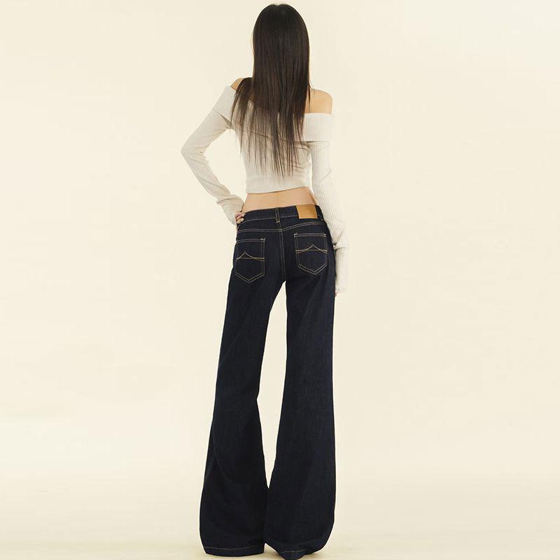 Women's Jeans Autumn New Style Retro Large Size Deep Blue Low Waist Loose Jeans
