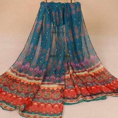 Indian Chiffon Silk Scarf: Breathable, Lightweight Spring & Autumn Accessory for Women