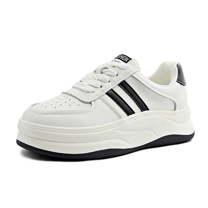 2025 Autumn New Thick-soled Muffin Little White Shoes Women's Color Matching Casual Versatile Student Board Shoes Four-season Single Shoes