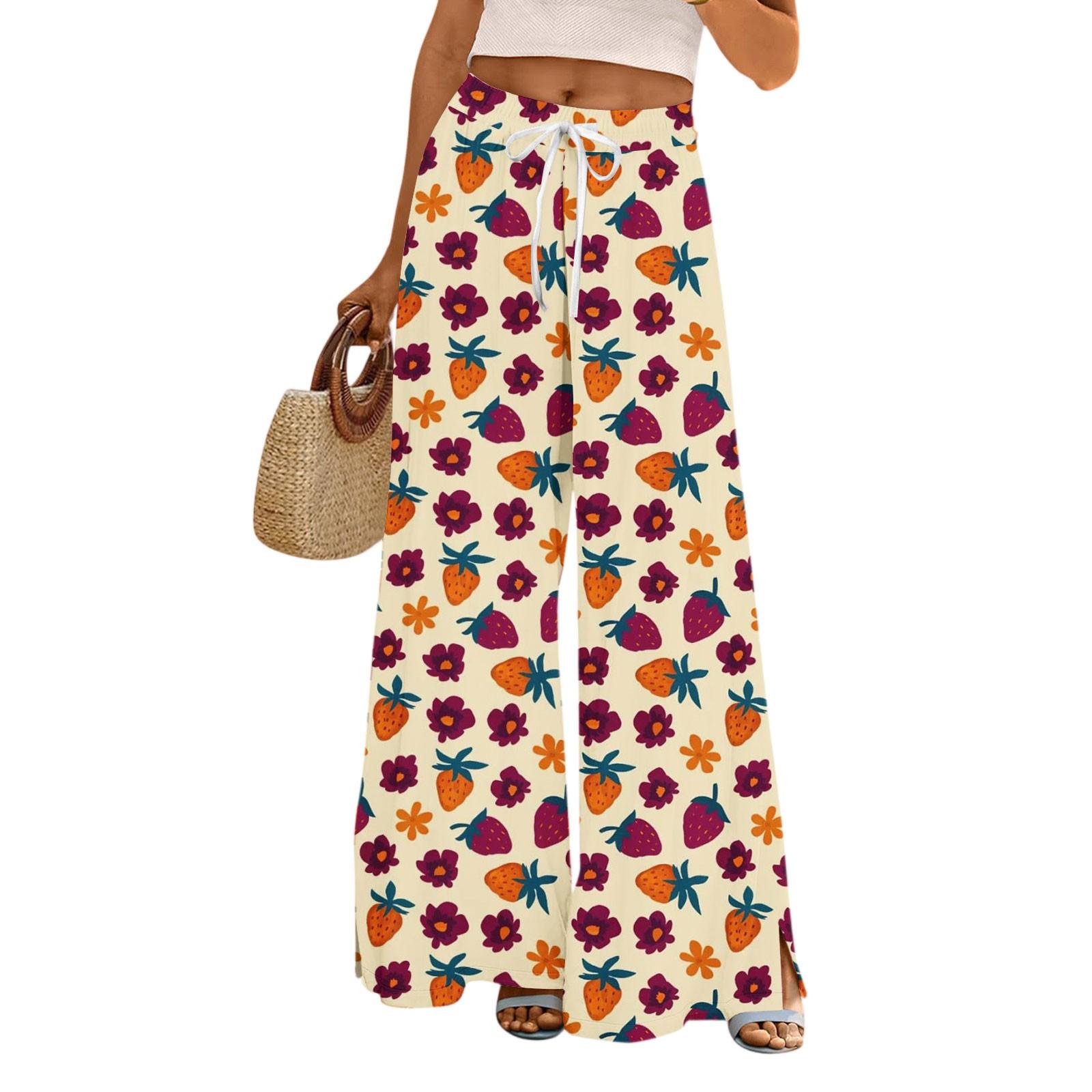 

Женские брюки с принтом и широкими штанинами, с карманами, с высокой талией, на кулиске, свободные, повседневные S