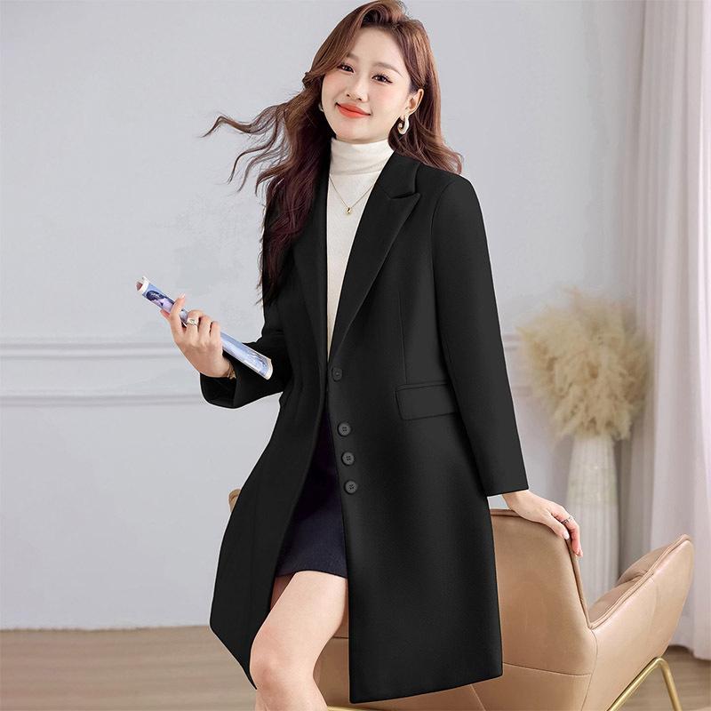 Long Woolen Suit Cashmere Coat for Women, Autumn Women's Woolen Coat for Women