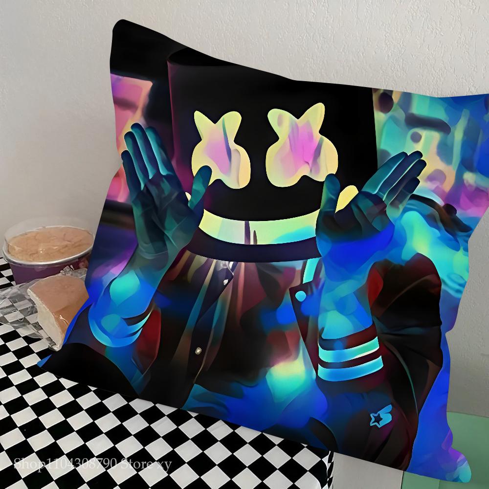 Dj M-Marshmello Pillow Case Square Pillow Bedroom Sofa Leisure Comfort Cushion Car Living Room Home Decoration