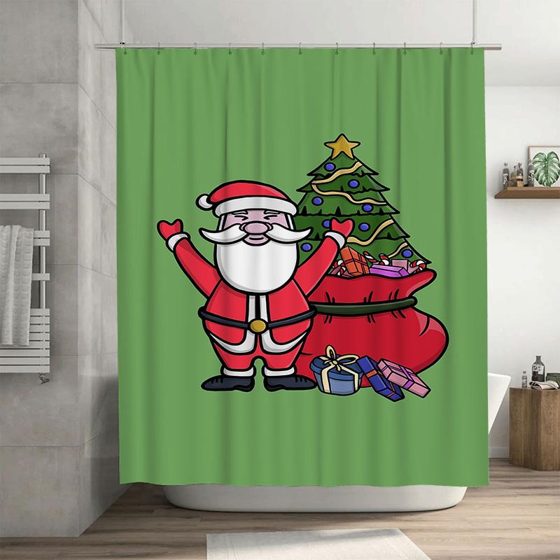 

Tuniu Festive Santa Claus Shower Curtain Christmas Holiday Bathroom Decor Funny Cute Holiday Gift Idea Whimsical Xmas Party Supp W60H190(CM)-1 Pcs