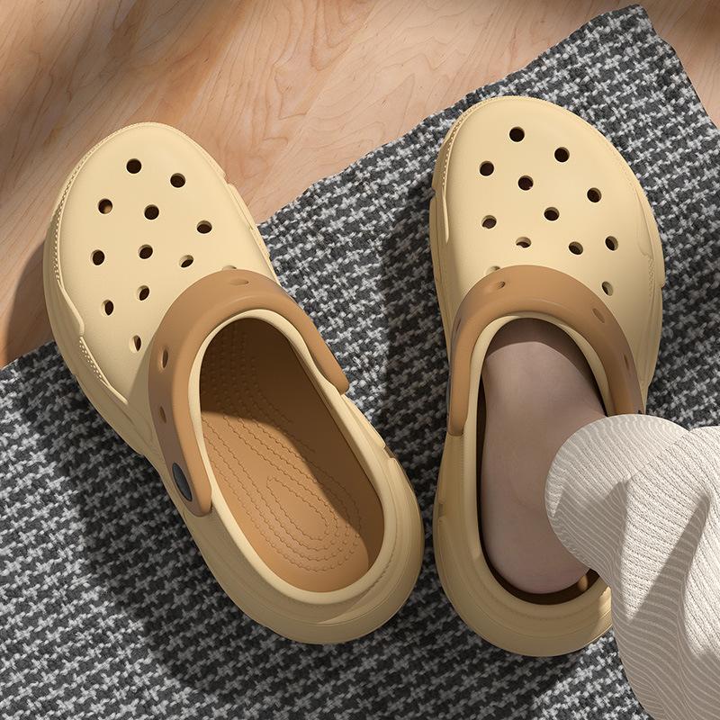5.0 Height-increasing hole shoes PVC women's summer new cute muffin thick-soled non-slip bag head slippers