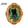 Magnetic Halloween Decorations 1/6Pcs Oval Frame Fridge Magnet, Wooden Vintage Retro Magnet Decor Refrigerator Kitchen Decoration Accessories,
