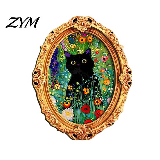 Magnetic Halloween Decorations 1/6Pcs Oval Frame Fridge Magnet, Wooden Vintage Retro Magnet Decor Refrigerator Kitchen Decoration Accessories,