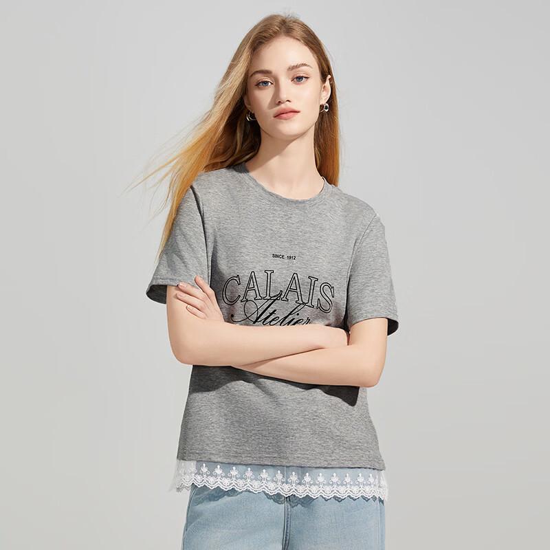 

Shetu Women s Summer Lace Patchwork Short-Sleeved T-Shirt M