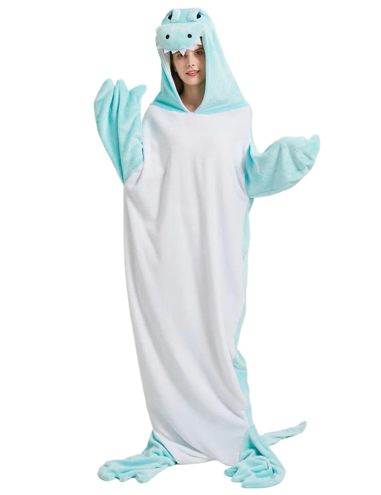 

SHELISTEN Взрослая женская зимняя пижама, костюм крокодила (Светло-голубой, Размер M)