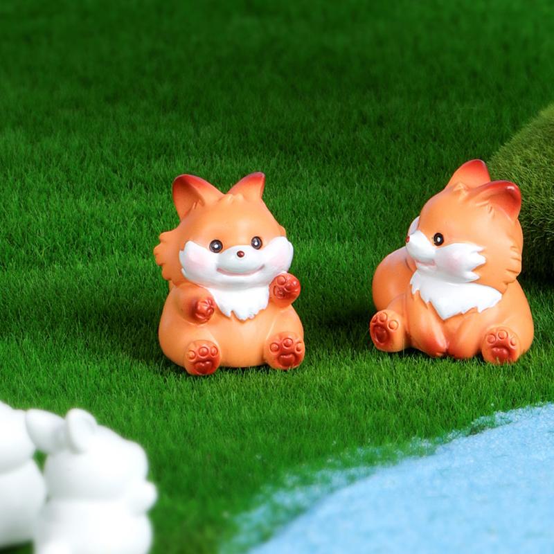 Cute Cartoon Fox And Rabbit Micro Landscape Succulent Decoration Resin Handicraft Desktop Diy Small Ornaments Home Crafts