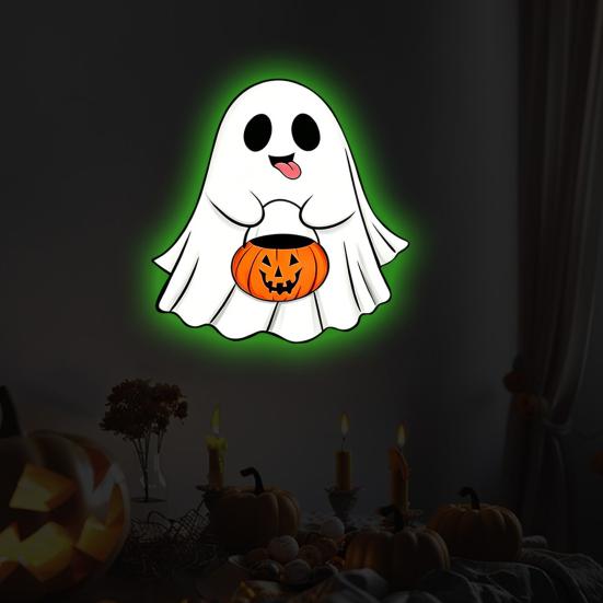 Cartoon Ghost Party Decorations Halloween Glow-in-the-Dark Wall Stickers, Cute Pumpkin Decals, Waterproof PVC Window Clings Removable Art