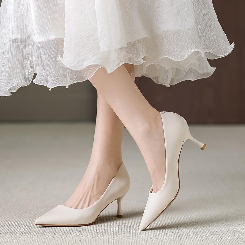 

High heels 2025 spring new girls versatile professional black work shoes stiletto pointed single shoes G65-1 34 чёрный