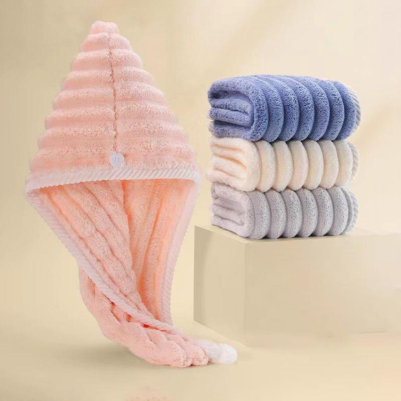 Wave Pattern Dry Hair Cap Towel Thickened Soft Strong Water Absorption Cute Quick-Drying Headband