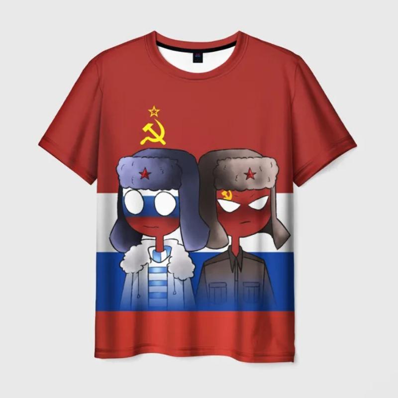 Vintage Russian Men's 3D Printed T-Shirts Fashion Soviet Union Pattern Short Sleeve Tee Shirt Street Tops Clothing Shirt