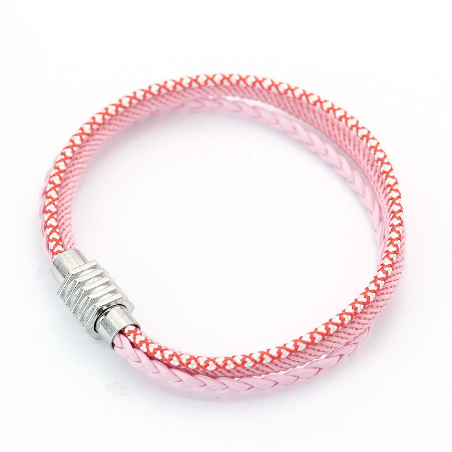Noter New Couple Bracelet Handmade Braided String Chain Braslet Bangle Magnet Buckle Pink Leather Braclet Valentine Day Gift розовый