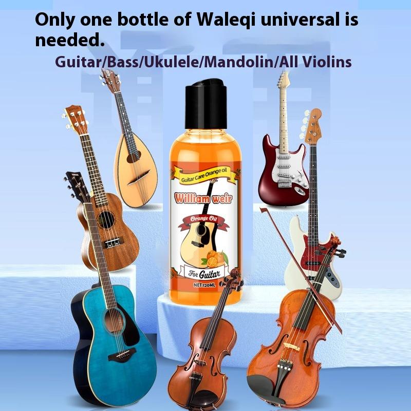 Kit de Soin pour Touches de Guitare 120 ml Huile Nettoyante Polish pour Guitare Erhu Violon Huile de Polissage Orange avec Chiffon de Nettoyage