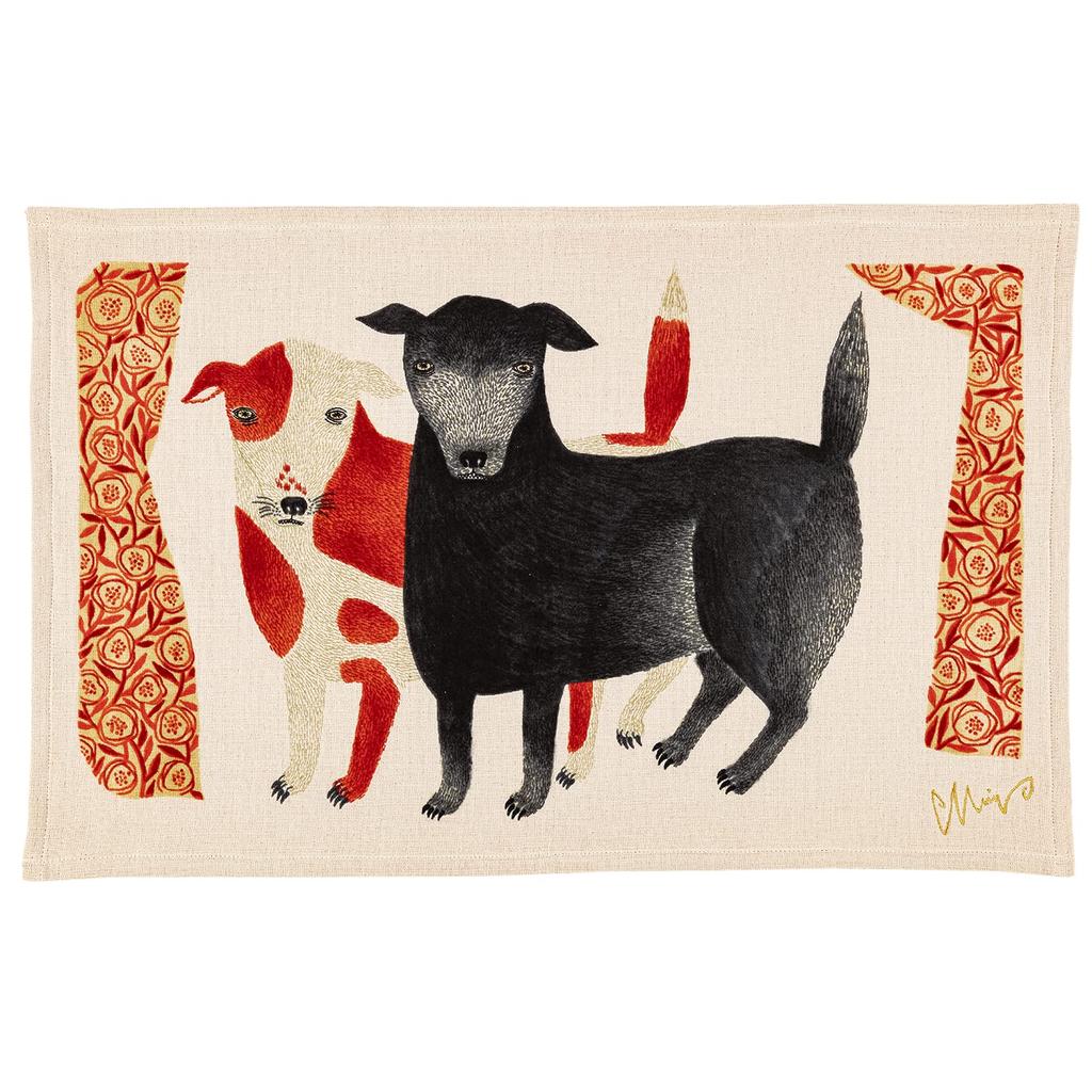 Kusunokibashi Monori Geschirrtuch Hund Hund Kreide und Roter Gepunkteter Hund Rot Hergestellt in Japan [moritaMiW] "Black Ten" [1-67963-21-R]