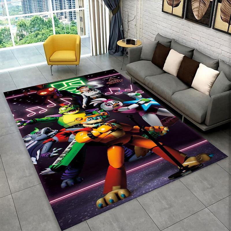 Klasický F-FNAF Hororová Hra Freddy Koberec Kobereček do Herny Ložnice Obývacího Pokojíku Pohovky Domácí Dekorace, Dětský Kobereček Protiskluzová Podložka