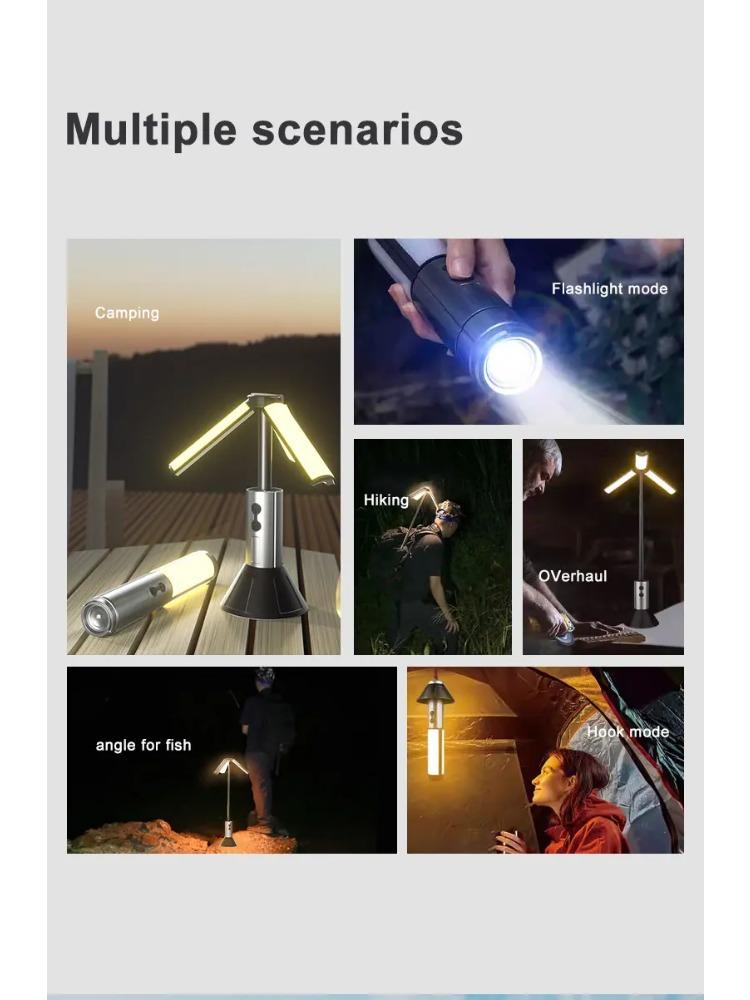 Portable Telescopic LED Flashlight Rechargeable Folding Searchlight for Outdoor Car Repair Camping Tent Lighting