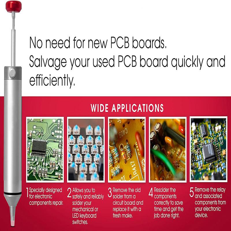 [TL]Solder Sucker No Clog Desoldering Pump For Solder Removing With Replaceable Heat Resistan Silicone Sucking Nozzle