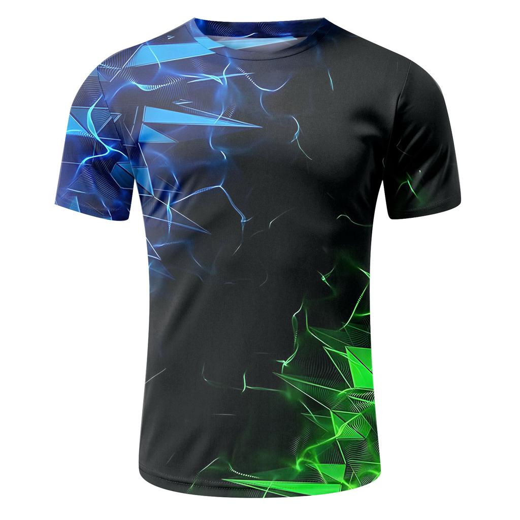 Camiseta masculina de verão com estampa de letras 3D e gola redonda, manga curta