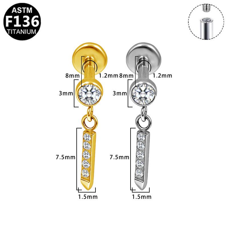 Gaibei G23 Titanium Alloy Cat Head Internal Thread Cartilage Stud Earrings
