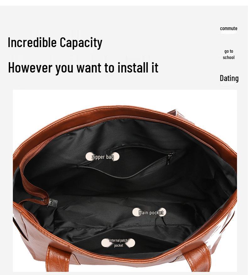 2024 Versatile Large-Capacity Soft Leather Tote Handbag